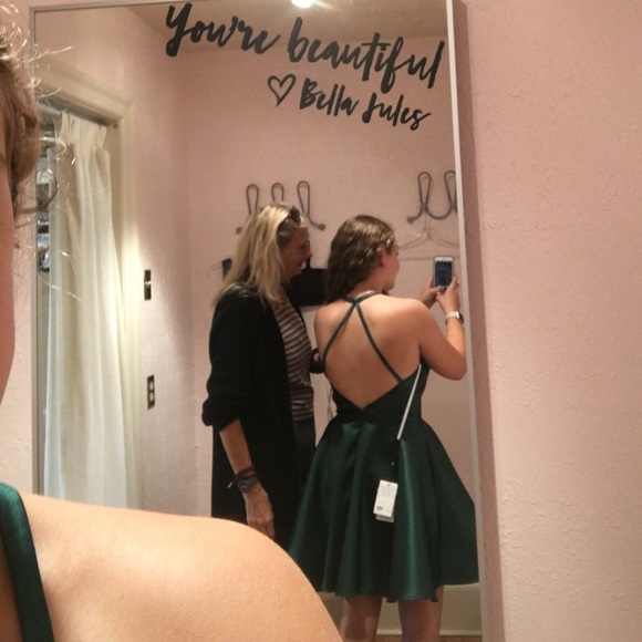 green homecoming dress open back with pockets!!! - Picture 3 of 7